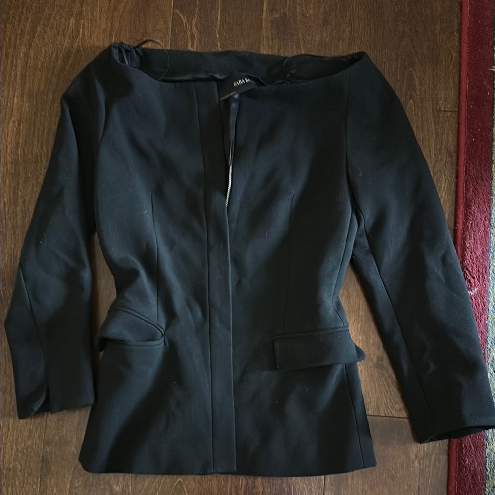 Zara Black Blazer Structured Suit Jacket
